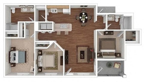 3 bed 2 bath Desert Moon 1127 sqft at Desert Sage Apartments in Goodyear Arizona